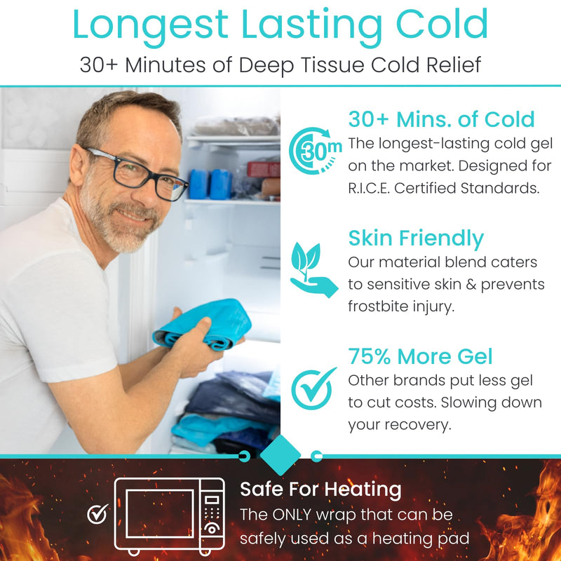 Vive Calf & Shin Ice Pack Wrap (Single) - Extra Strength Hot & Cold Therapy for Shin Splints & Leg Pain - Adjustable Compression Straps to Stay in Place - Flexible When Frozen with 30+ Minutes of Cold Single - BeesActive Australia