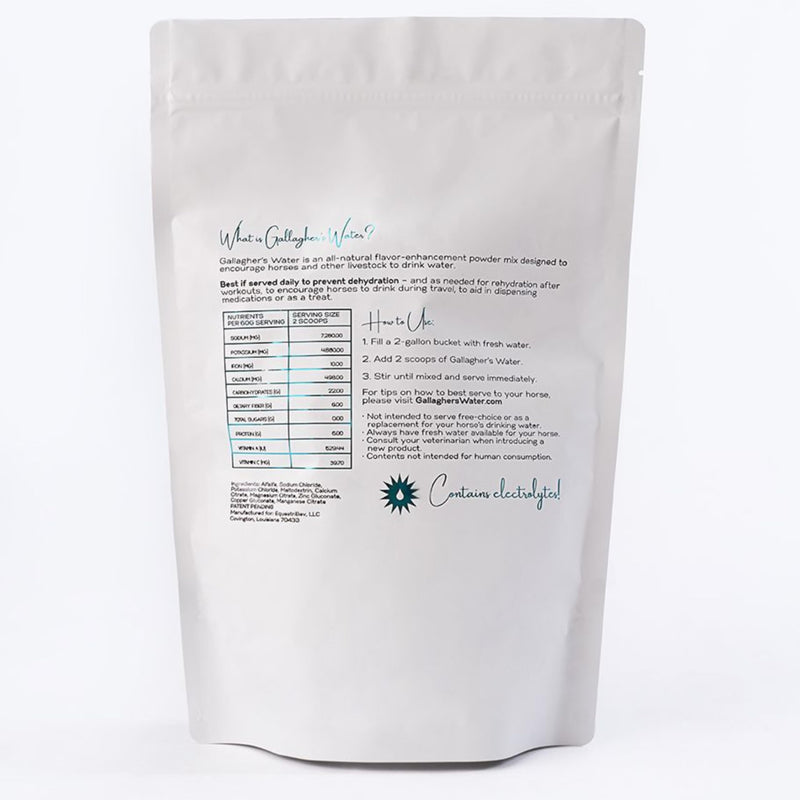 GALLAGHER'S WATER All-Natural Equine Hydration Beverage, Natural Flavor Enhancement Powder Mix with Electrolytes and Trace Minerals Designed to Encourage Horses to Drink Water, No Sugar Added! - PawsPlanet Australia