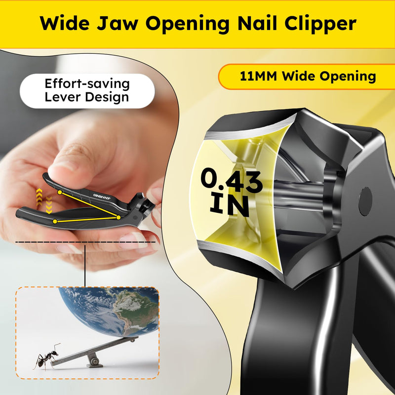 Nail Clippers for Seniors, Heavy Duty Ingrown Toenail Clippers with Long Handle, Woodpecker Angled Head Toe Nail Clippers and Slanted Nail Cutter for Thick Nail for Men Women Pregnant Elderly 6Pcs Black Slanted Head 6pcs