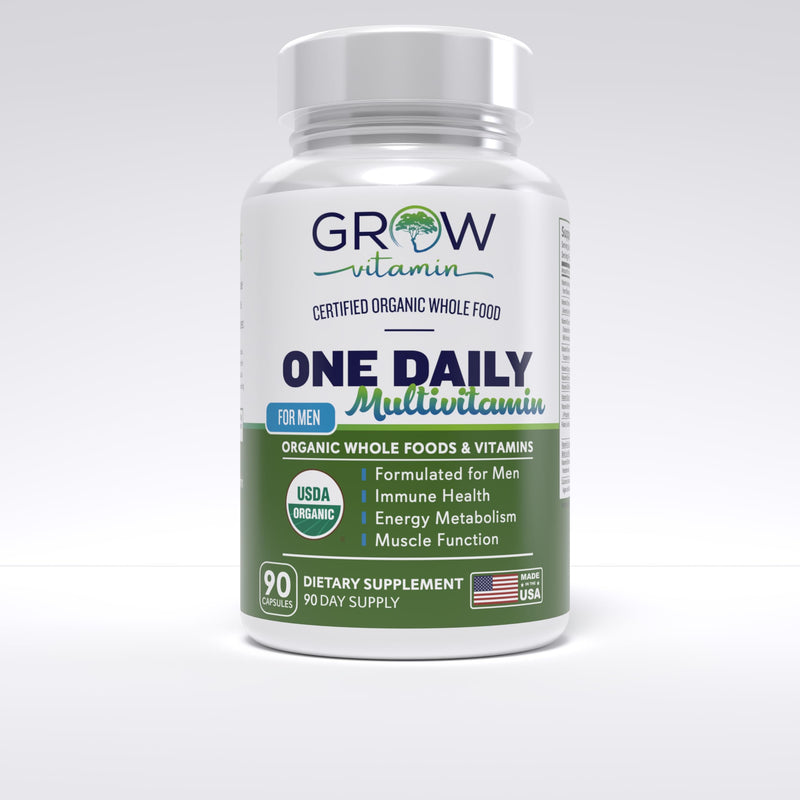 One Daily Multivitamin for Men - 90 Capsules | Vitamins & Minerals, Organic Whole Foods, Boost Energy & General Health, Non-GMO, 3 Month Supply