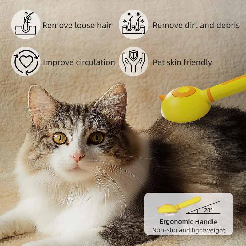 Cat Brush for Shedding, Self-Cleaning Slicker Brush for Indoor Cats, Gently Remove Loose Fur Undercoat, Pet Grooming Massage Deshedding Tool, Suits Long & Short Haried Cats - BeesActive Australia