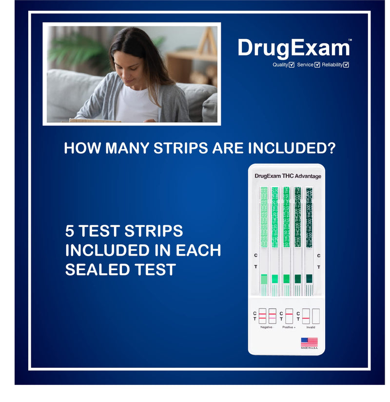 3 Pack - DrugExam Multi Drug Screen Test. Testing for THC/Marijuana in Urine. Detailed Instrustions Included. (3) 3