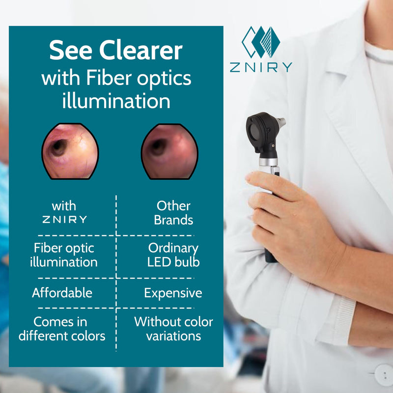 Fiber Optic Mini Otoscope - Ear Scope with Light, Ear Infection Detector (Black Color) - BeesActive Australia