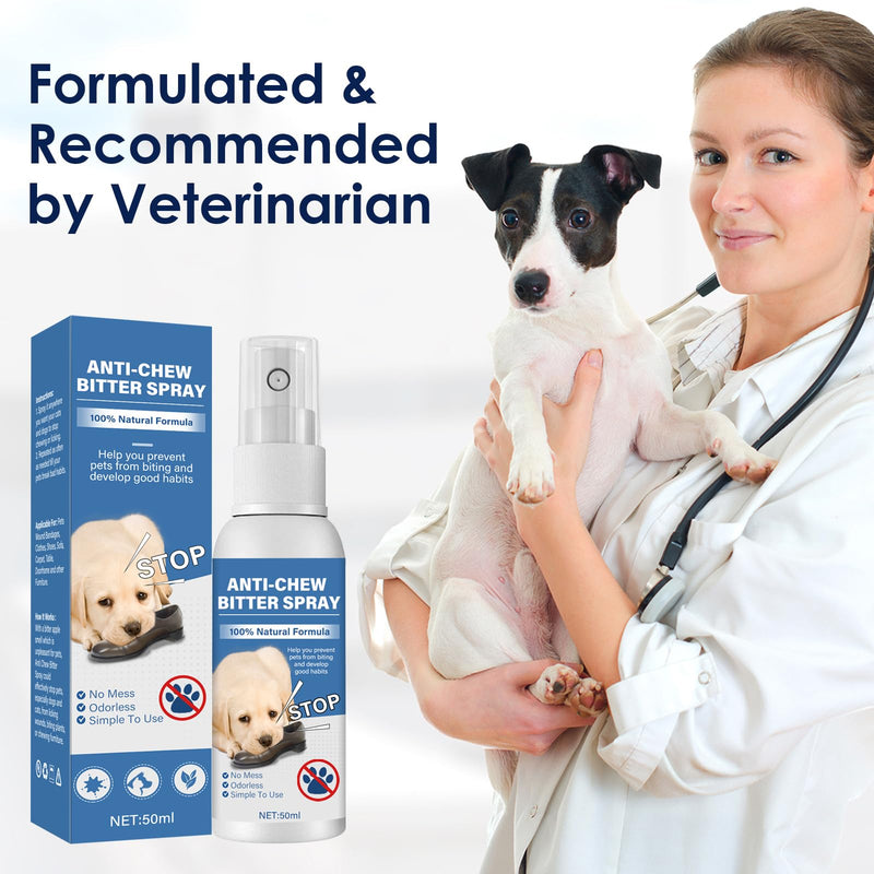 Bitter Apple Spray for Dogs -No Chew Spray for Dogs & Cats, pet Corrector to Stop Dogs from Chewing Furniture and Carpet,Indoor&Outdoor Use (50ml) 1.76 Fl Oz (Pack of 1)