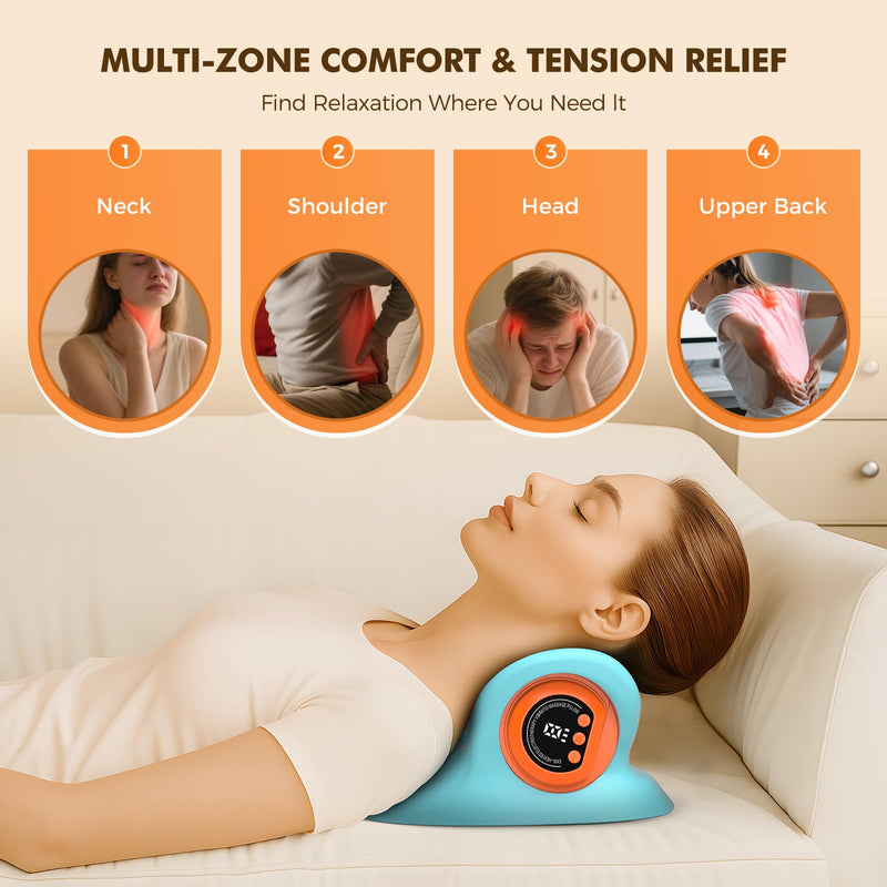 Neck Massager 2025 Portable Neck Traction Device, Cervical Stretcher with Heating & Vibration ‚Äì Relieve Muscle Tension, 3-in-1neck pillow Customizable Massage Modes with Wireless Remote Control - BeesActive Australia