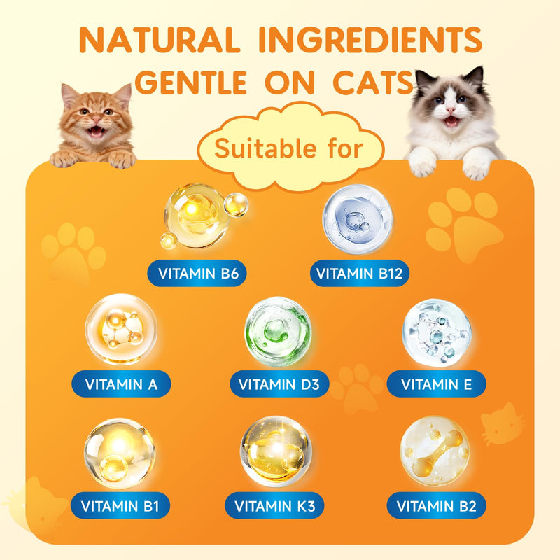 L-Lysine Supplement for Cats - Immune Support Lysine Drops of All Ages - Feline Respiratory, Sneezing, Runny Nose, Eye Function - Boost Natural Strengthen Defenses, Roast Chicken Flavor 60 ML