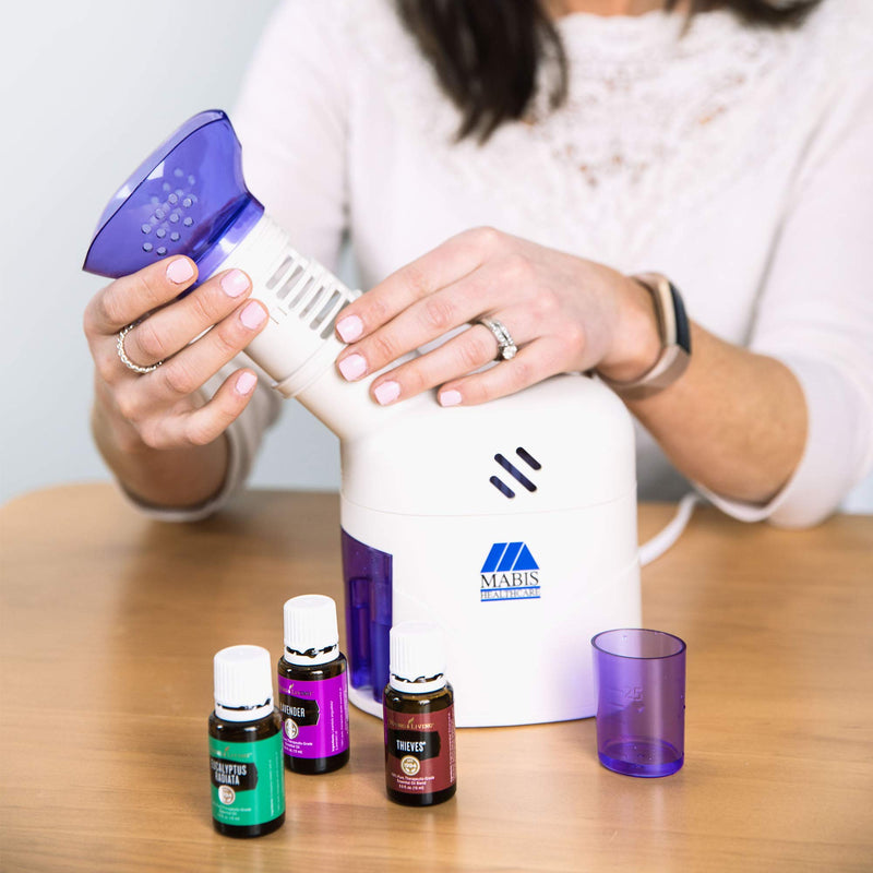 MABIS Facial Steamer, Steam Inhaler, FSA Eligible, Vaporizer or Vocal Steamer with Aromatherapy Diffuser and Soft Face Mask for Cleansing, Sinus Pressure, Congestion, Colds and Cough, 25mL - BeesActive Australia