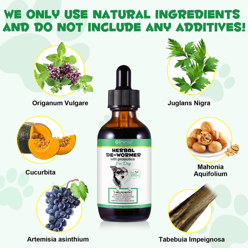 Dog Deworming Liquid, Natural Herbal Deworming Drops for Dogs, 100% Natural, Promotes Intestinal Health and Hygiene, Improves Digestion, Strengthens Immunity 60Ml - BeesActive Australia