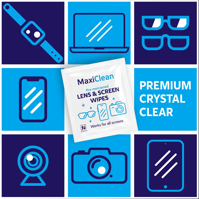 Lens Wipes for Eyeglasses ‚Äì 200 Lens Wipes Individually Wrapped, Pre-moistened Eyeglass Cleaning Wipes, for Glasses Cleaner, Sunglasses, Camera Lenses, Laptop Screens, Phones, Happy Eye Glasses