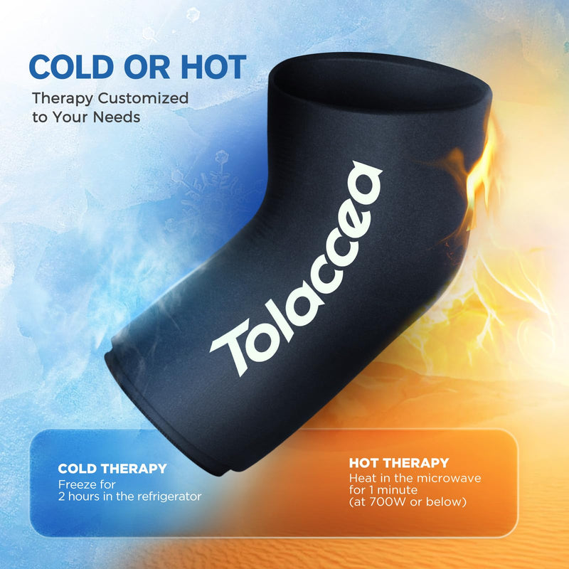 Elbow and Knee Ice Pack - Cold Ice Sleeve with Reusable Gel & Cold Therapy Compression for Knee, Shin Splints, Calf Strain, Flexible Ice Pack for Tennis Elbow, Tendinitis (Medium (Pack of 1), Black) Medium - BeesActive Australia