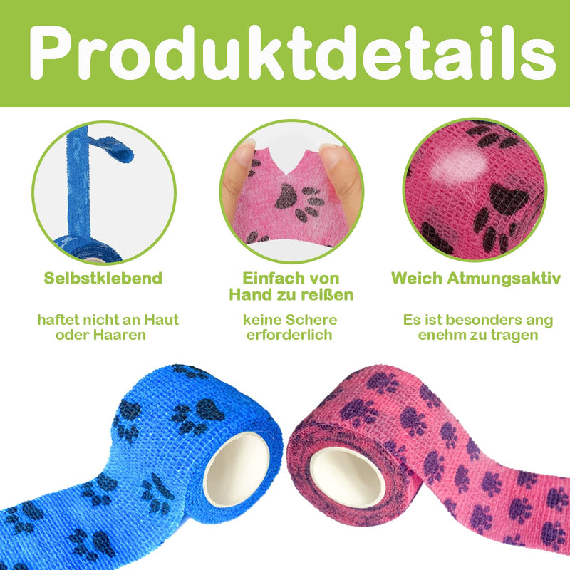 8-piece set of self-adhesive bandages, 2.5 x 45 cm, self-adhesive bandage for dogs, bandages for dogs, self-adhesive bandages for dogs, self-adhesive bandages for dogs, suitable for pets such as dogs and cats - BeesActive Australia