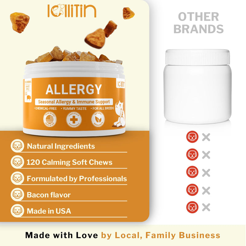 Allergy Relief for Dogs - 120 Chews - Seasonal Allergy, Immune Support, Skin and Coat Health - All Natural, Made in USA - BeesActive Australia