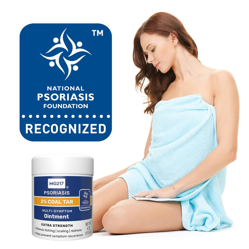 MG217 2% Coal Tar Ointment for Psoriasis, Extra Strength Multi Symptom Relief, Effectively Relieves Itching, Scaling, Redness, Vitamin A, D and E, 4 oz Jar - BeesActive Australia