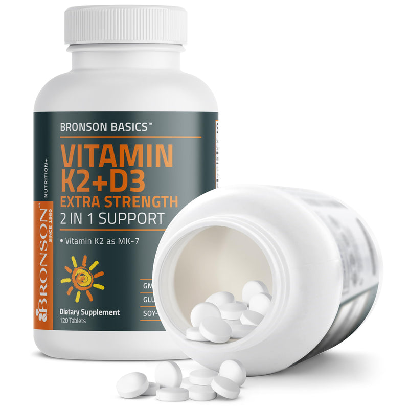 Bronson Vitamin K2 MK-7 + D3 10,000 IU Extra Strength, 120 Tablets | 120 mcg Vitamin K2 as MK-7 per Tablet, Bone Health Support, Non-GMO, Gluten-Free & Soy-Free 120 Count (Pack of 1)