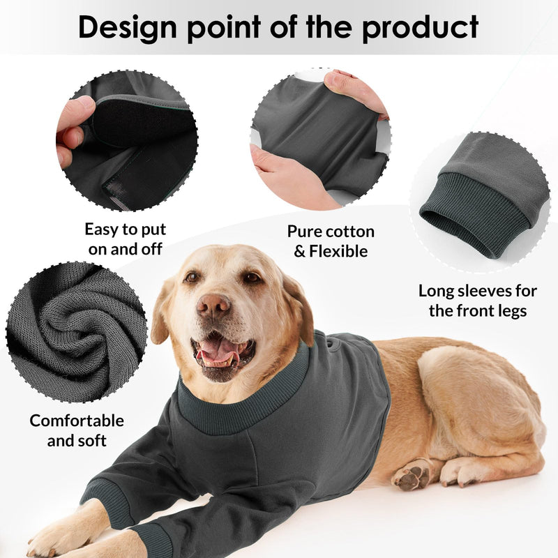 CITÉTOILE Dog Bodysuit After Surgery, Wound Protection Suits for Dogs with Leg, Front Leg Protection for Injury Dogs, Anti-Wound Licking Surgery Body Dogs, E-Collar Alternative, Grey, XXL - BeesActive Australia