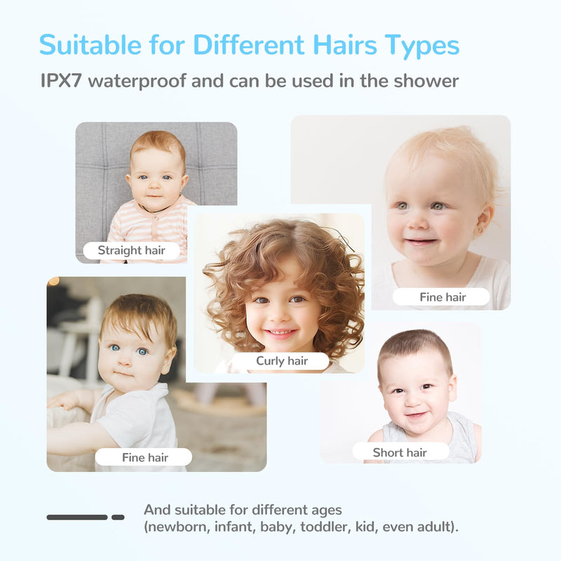 FERRISA Cordless Baby Hair Clippers, Vacuum Hair Clipper for Baby Fine Hair, Baby Hair Clipper Quiet Hair Clipper for Baby, Hair Clipper Auto Suck Snipped Hair, IPX7 Waterproof Rechargeable White - BeesActive Australia