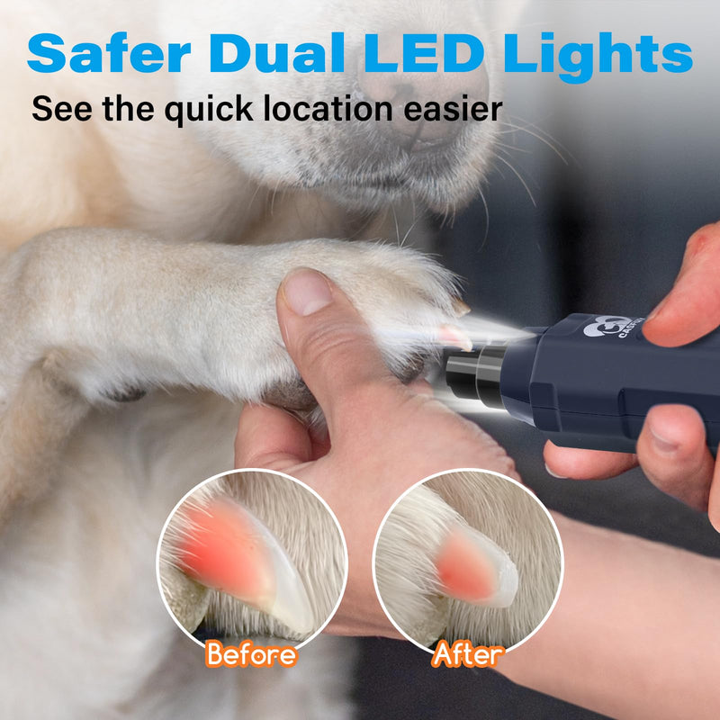 Casfuy 6-Speed Dog Nail Grinder - Newest Enhanced Pet Nail Grinder Super Quiet Rechargeable Electric Dog Nail Trimmer Painless Paws Grooming & Smoothing Tool for Large Medium Small Dogs (Blue) Blue - BeesActive Australia