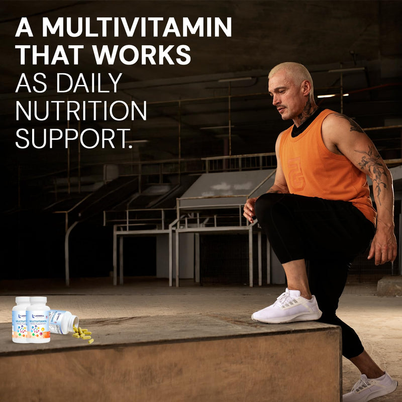 Leowell Multivitamin for Men & Women Daily Vitamin & Mineral Complex with Vitamin A, C, D, E, B-Complex, Zinc, Iron & Magnesium Immune & Energy Support 60 Capsules