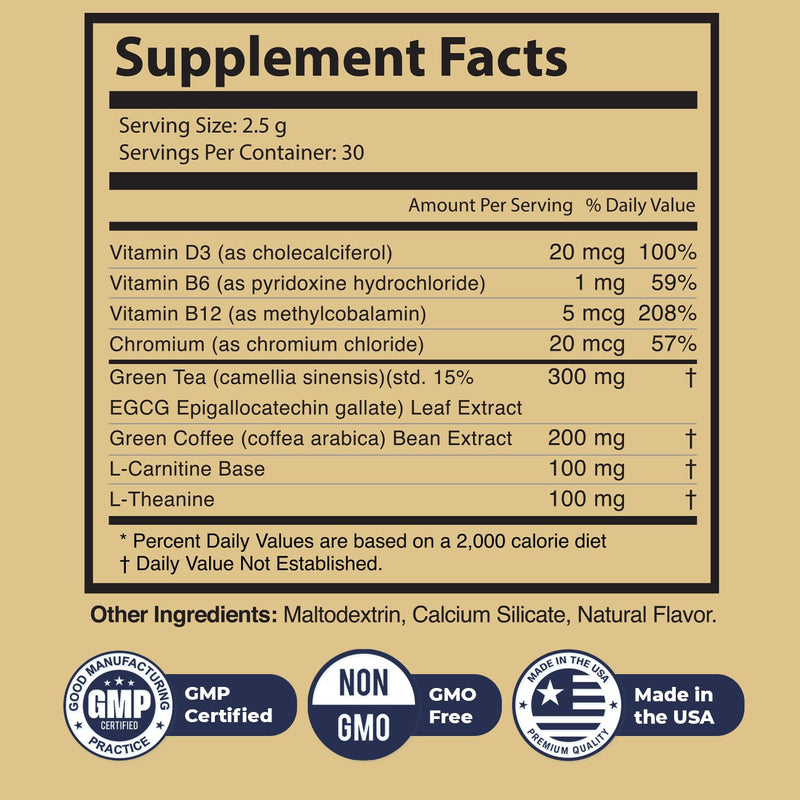 Gutfit Powder – Green Tea, Garcinia & L-Theanine – 2.65oz, 1 Month Supply | Green Tea, Garcinia Cambogia, Coffee Bean Extract & L-Theanine | Non-GMO, Made in USA | Mixes into water, powder 2.65 Ounce (Pack of 1)