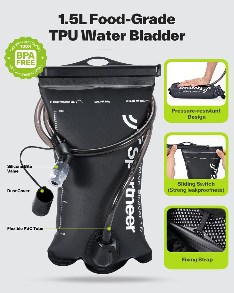 Sportneer Hydration Backpack: Running Vest with Reflective Strips -Lightweight Hydration Vest Backpack for Running Hiking Biking Cycling for Women Men Hydration Backpack with Water Bladder