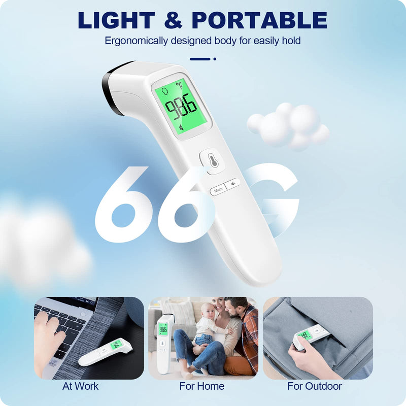 No-Touch Thermometer for Adults and Kids, Accurate Digital Baby Thermometer, Fever Alarm & Silent Mode, 2 in 1 Forehead & Object Mode white