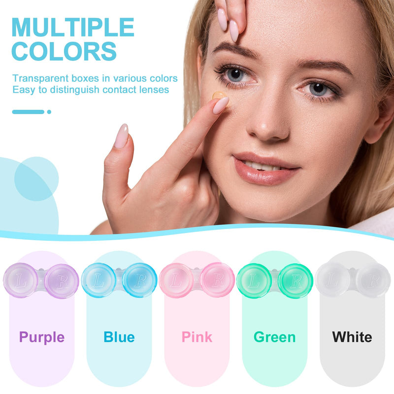 50 Pack Contact Lens Cases, Transparent Contact Cases Bulk in 5 colors, Cute Contact Lenses Case Leak-proof, Eye Contact Case for Home and Travel - BeesActive Australia