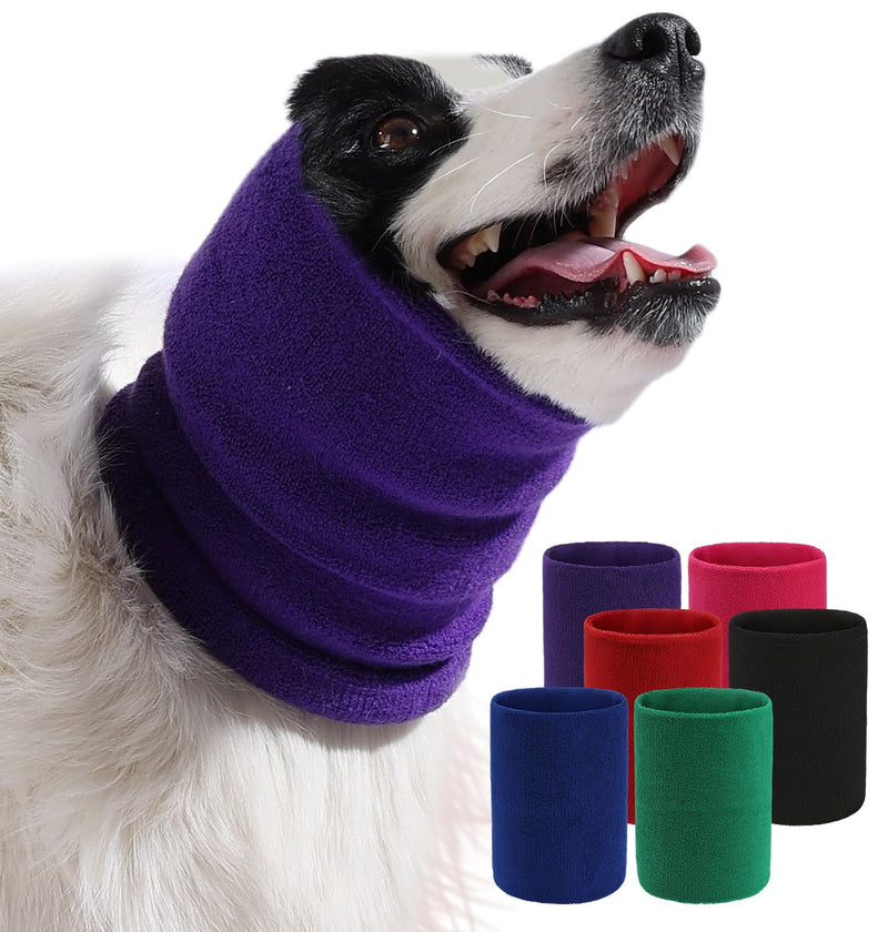 Dog & Cat Calming Band Cat Anxiety Relief Cover,Double Layer Thickened Pet Ears Elastic Neck Band Noise Cancelling Ear Muffs for Anxiety Relief/Noise Protection,Grooming,Thunder,Fireworks Large Purple