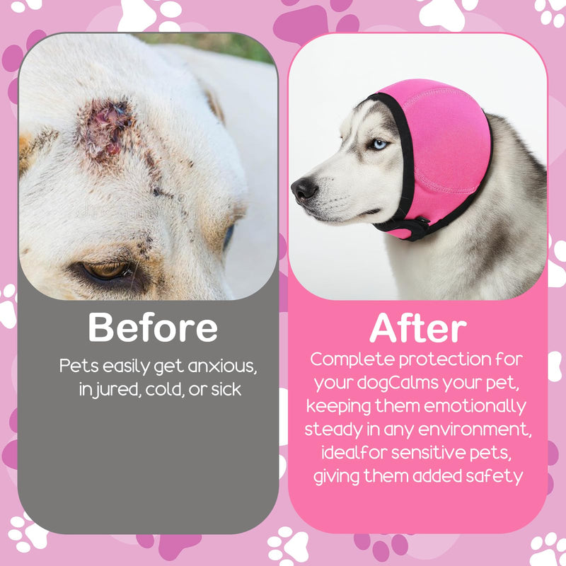 Dog Ear Muffs Noise Protection, Swimming Waterproof Dog Ear Caps, Rose DogEar Covers for Bath, Pet Ears Muffs for Noise Bath, for Ears Protection(L) L