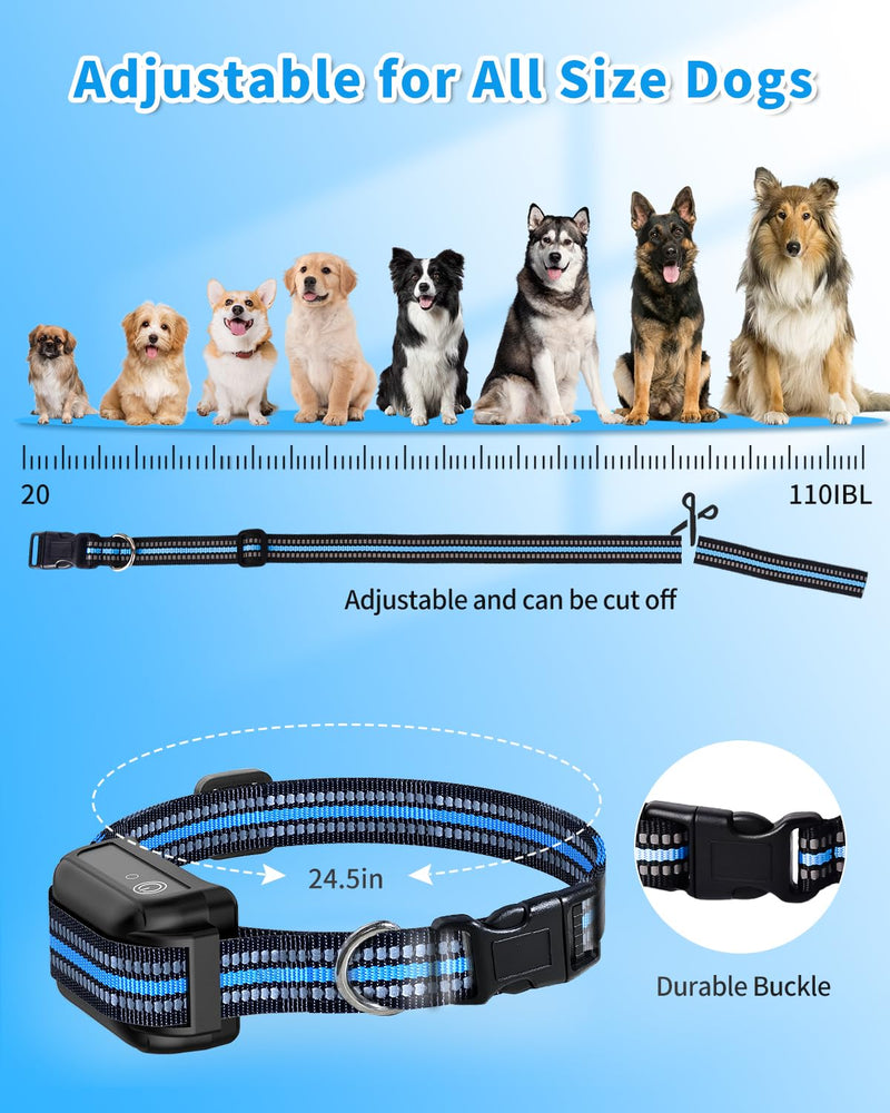 Dog Shock Collar, 2500FT Dog Training Collar with Remote for 20-110lbs Medium Large Dogs, IPX7 Waterproof Rechargeable Electric Collar with 4 Training Modes, Beep, Light, Vibration and Shock (Blue) - BeesActive Australia