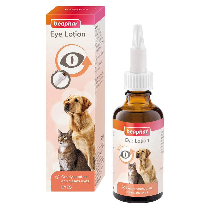 Beaphar Eye Lotion for Cats and Dogs, Cleans and Supports Sensitive Eye Area, Moisturises and Rejuvenates, Removes Tear Stains, Easy-to-Use Lotion, 50 ml