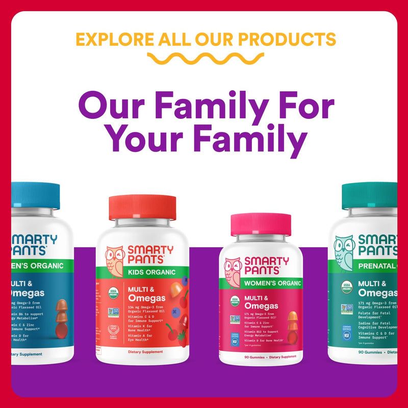 SmartyPants Organic Toddler Multivitamin Gummies: Probiotics,Omega 3 (ALA),Vitamin D3,C,Vitamin B12,B6,A,K&Zinc,Beta Carotene,Gluten Free,Three Fruit Flavors, (30 Day Supply),60 Count (Pack of 2) 60 Count (Pack of 2) Organic + Probiotics