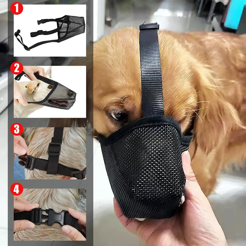 Muzzle for dogs, anti-poison bait muzzle for dogs, soft adjustable mesh muzzles, soft muzzle for small, medium and large dogs, adjustable eating protection, dog biting and chewing (L) L - BeesActive Australia