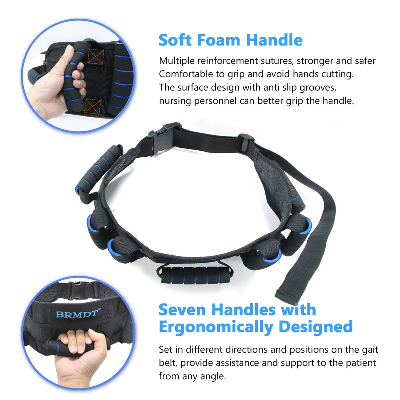 Gait Belt Transfer Belts for Seniors, Gate Belts Medical for Elderly Mobility Limited People Standing & Walking Assist Aid, 5.4" Widened Gait Belt with 7 Soft Handles, Quick Release Buckle & Adjustable Waist Size 30.9"-55.9"