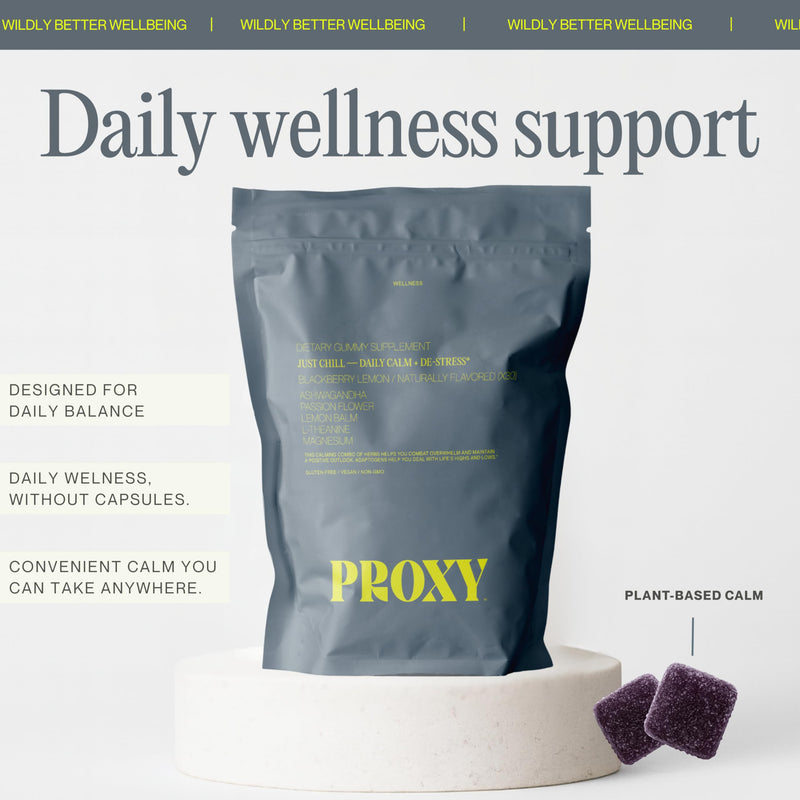 PROXY Just Chill Calm Gummies with Ashwagandha Magnesium, 30 Count | With ashwagandha, magnesium, L-theanine, lemon balm & passionflower for daily calm, stress, relaxation and mood support
