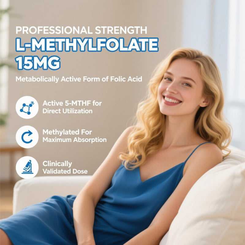 2 Pack L-Methylfolate 15mg Gummies with Methyl B12, Folate 5-MTHF Supplement for Mood, Brain Health, Cognition & Immunity, Sugar Free, Vegan, Non-GMO, 120 Count 60 Count (Pack of 2)