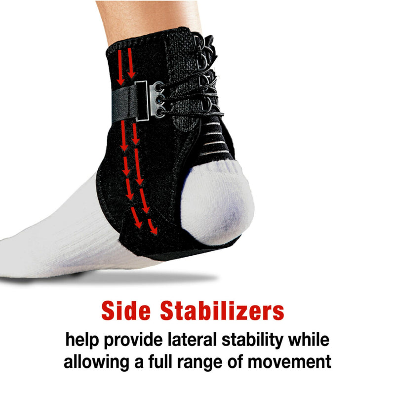 ACE Ankle Brace with Side Stabilizers, Adjustable, Black, 1/Pack 1 Count (Pack of 1)