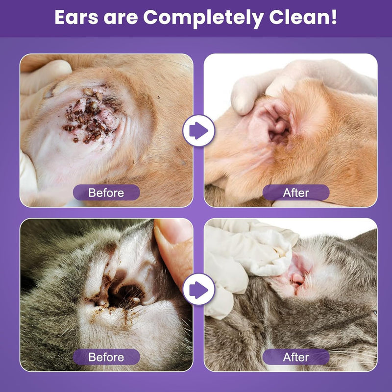 Dog Ear Cleaner, Soft Tube Ear Drops for Dogs, Relieves Ear Infections and Itching, Removes Earwax and Dirt, Suitable for Dogs and Cats, 120ml