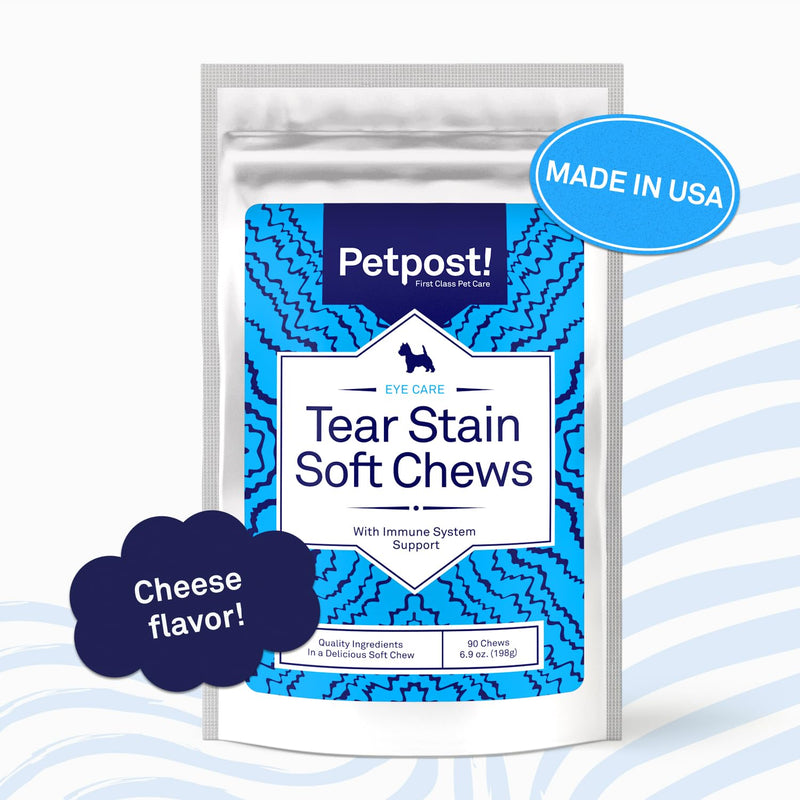 Petpost | Tear Stain Remover Soft Chews - Delicious Cheese Treat & Eye Stain Supplement for Dogs - Natural Treatment for Tear Stains on White Fur Angels 90 ct. 6.9 Ounce (Pack of 1) - PawsPlanet Australia