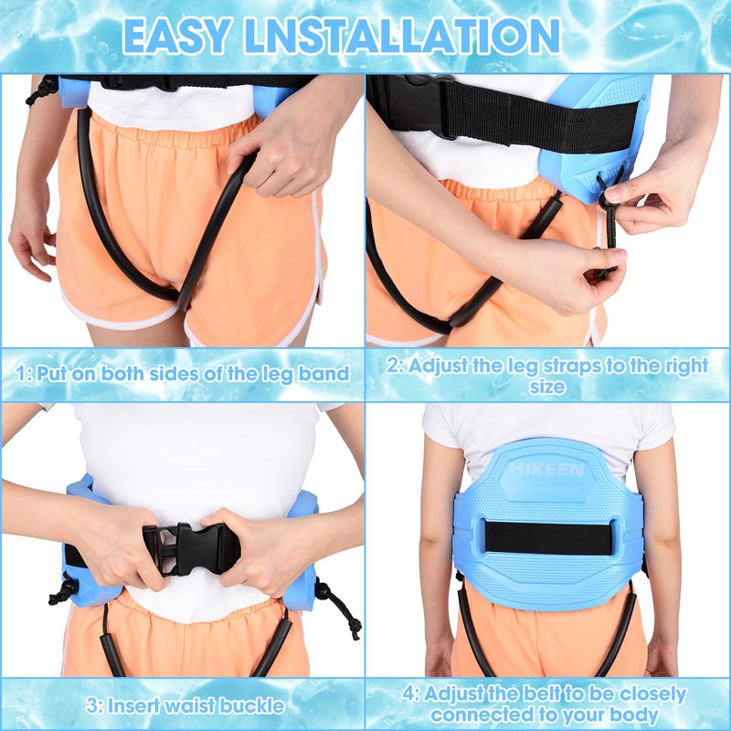 Swim Floating Belt,Water Aerobics Swimming Belt with Fixing Straps,Jogger Floatation Aid Buoyancy Belt for Swimming Pool Fitness and Fitness Workout Therapy Regular Size Blue