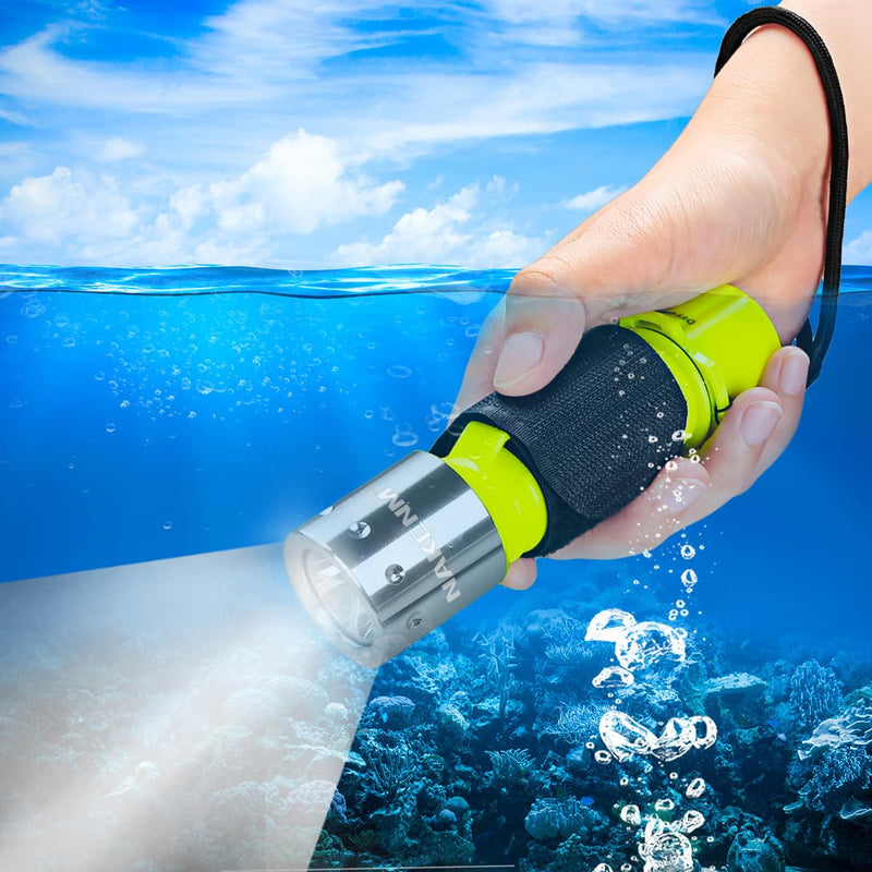 NAKCNM WishDeal 2 Pack Diving Flashlight Underwater LED Scuba Dive Lights Super Bright IPX8 Waterproof 3 Modes for Outdoor Activities with Rechargeable Battery and Charger - BeesActive Australia