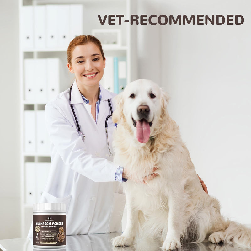 Turkey Tail Mushroom Powder for Dogs, Organic 10 Mushroom Blend for Lipoma Lumps and Bumps, Dog & Cat Herbal Supplements Probiotic with 50% β-Glucan, Joint Gut Immune Skin Support - 60g Chicken