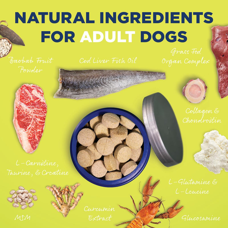 Vetericyn All-in 1 Multifunctional Dog Supplement | Digestive Enzymes + Glucosamine and Chondroitin for Bone and Joint Support + Vitamins, Antioxidants, Prebiotics, Probiotics, and Omegas. 90 Count Adult - PawsPlanet Australia