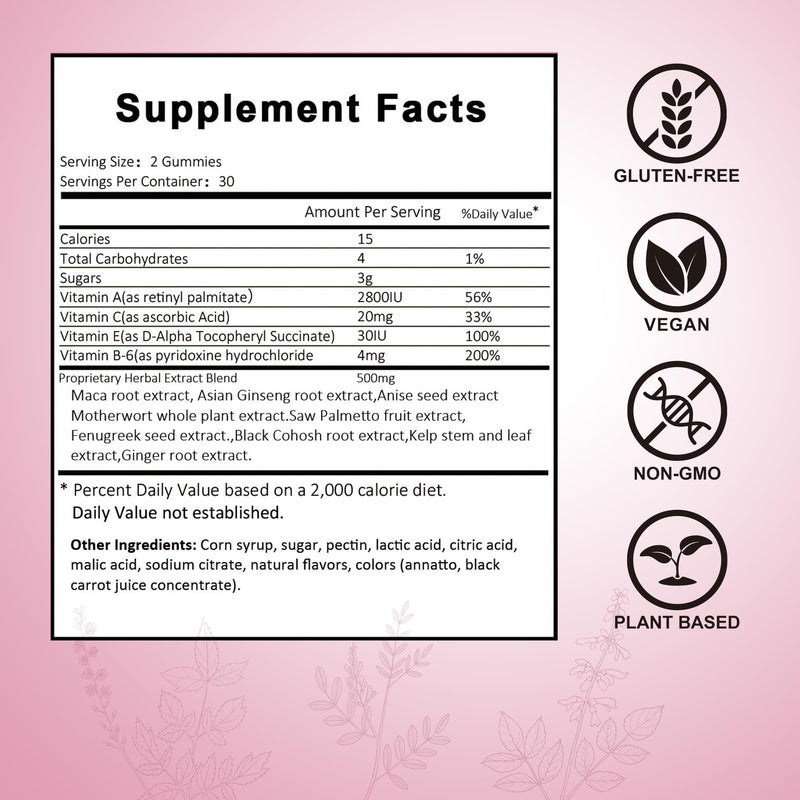 Laicuherb BBL Gummies for Women Curves-Berry Flaovr Booty Gummies with Vitamin A, C, B6, 60 Count Bear Shape Herbal Blend
