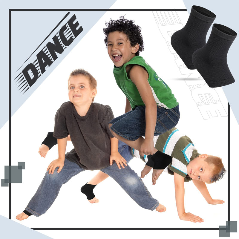 Tarpop 3 Pair Ankle Compression Sleeves for Kids Ankle Brace Compression Sleeves Foot Arch Sock for Girls Sports Running Dance Fitness Gymnastics(Black,Medium) Medium Black