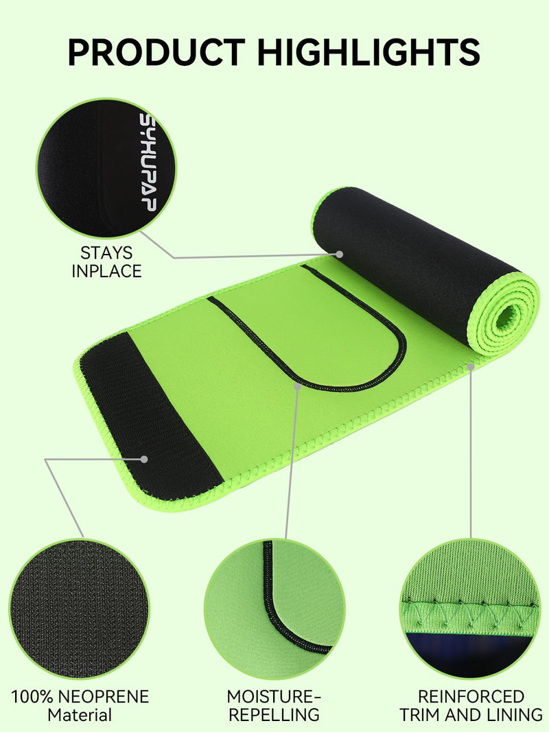 SYXUPAP Waist Trimmer Wrap, Waist Trainer for Women and Men, Sweat Band Waist Trainer for High-Intensity Training Workouts 2pc Green Medium