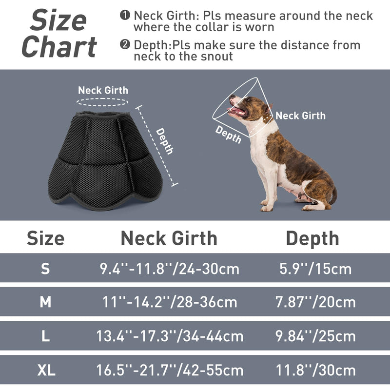IECOii Neck collar for large dogs, protective collar dog after surgery, dog cone neck collar for dogs after castration, male dog collar, breathable dog collar for Golden Retriever, Labrador, black-XL XL black - BeesActive Australia