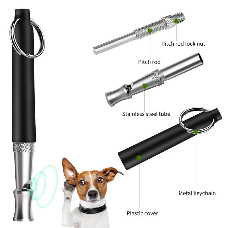 Dog Whistle to Stop Barking, Adjustable Pitch Ultrasonic Training Tool Silent Bark Control for Dogs- Pack of 1 PCS Whistles Black - BeesActive Australia