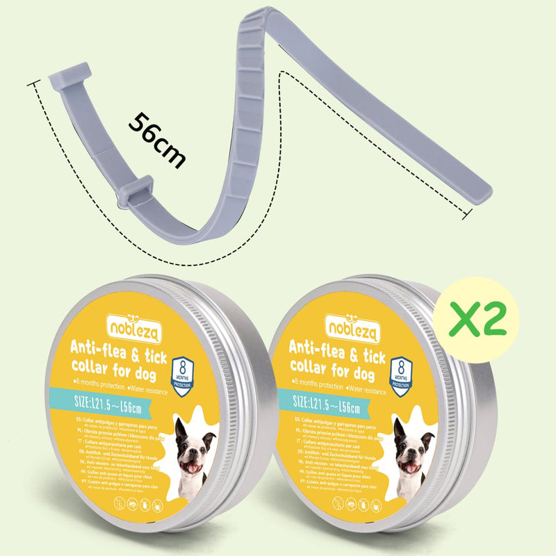 Nobleza - 2 pieces tick collar for dogs, effective protection against ticks and fleas, waterproof and adjustable in size, up to 8 months tick protection with 100% natural ingredients, length 56 cm - BeesActive Australia