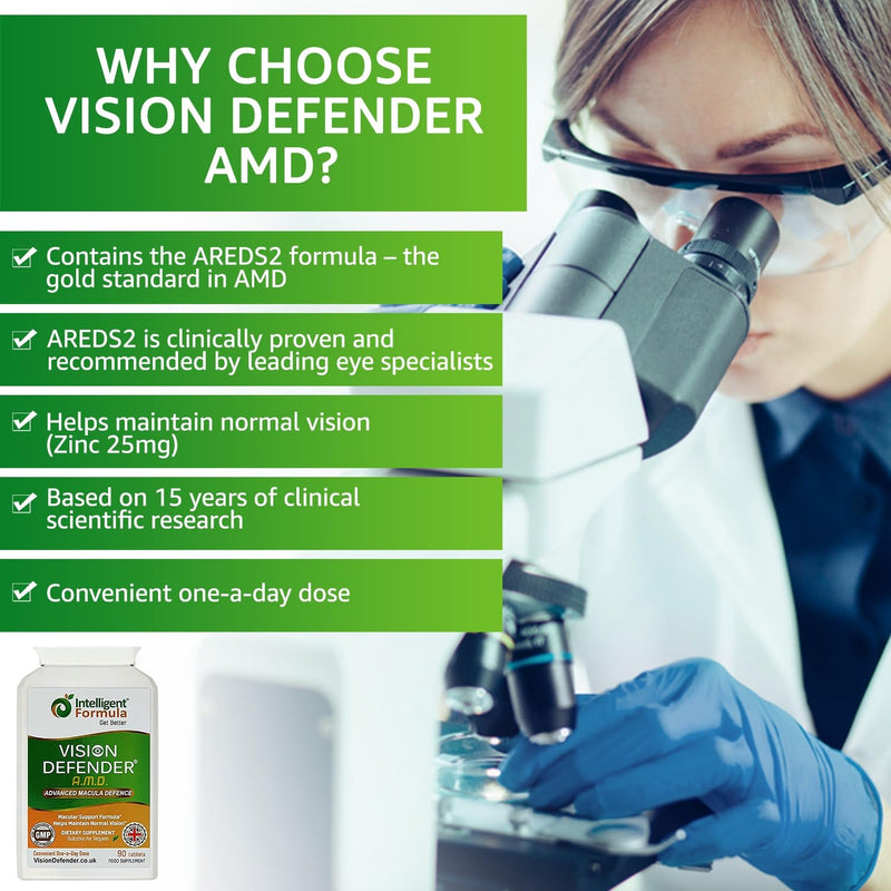 Vision Defender AREDS2 Eye Vitamins - Lutein Zinc Copper, Vegan, 90 Tablets | Eye Health Supplements, Vitamin C & E, Zeaxanthin, 6 Active Nutrient Formula, 1-a-Day, 3 Month Supply, Gluten & Lactose Free