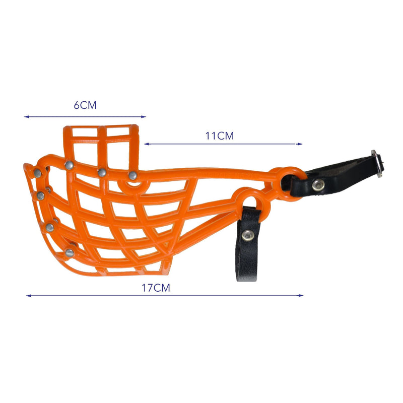 Don Pare muzzle model 103 training and transport muzzle for medium-sized dogs with a narrow head whippet in orange also racing muzzle and coursing muzzle - BeesActive Australia